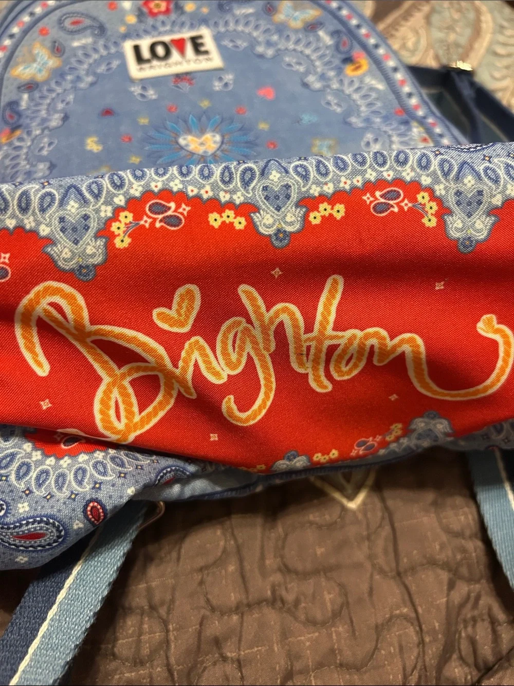 Brighton LOVE Denim Blue Paisley Backpack
